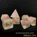 bescon iridecent shimmery dice pronze-golden ، rpg 7-dice set in brick box jacking